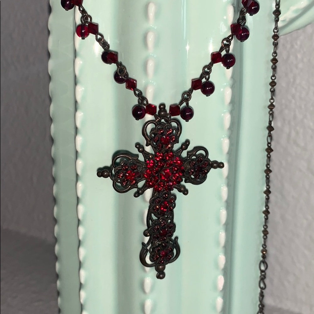 Liz Palacios - vintage - crystal cross necklace.